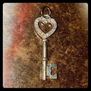 key heart diamond accent charm